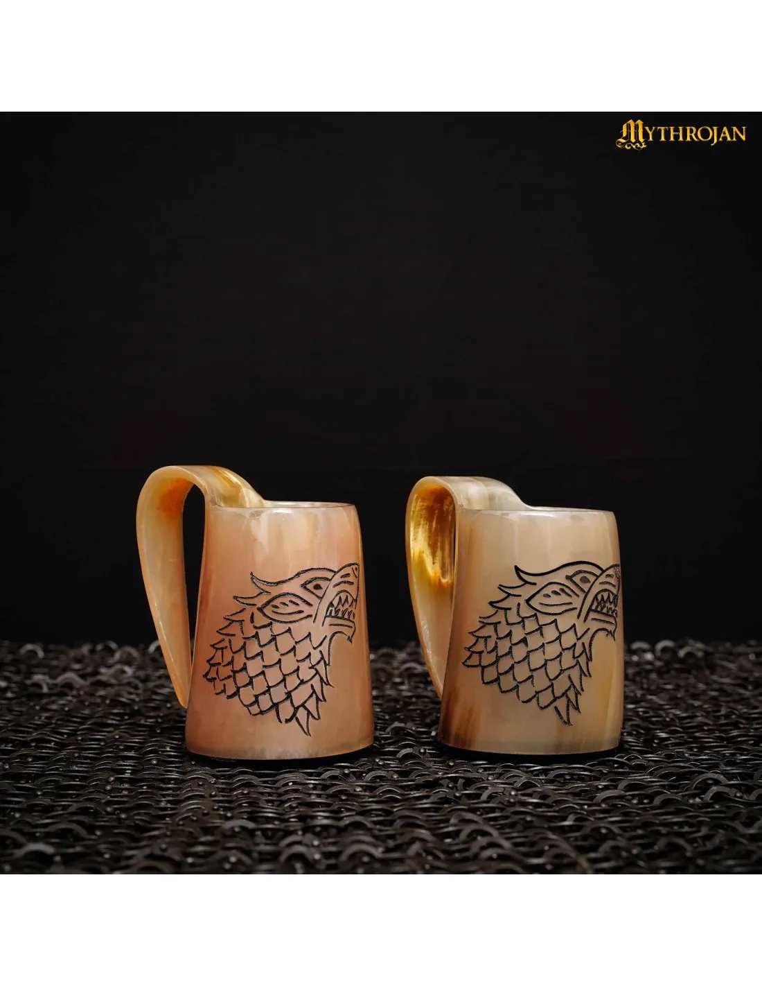 Set vikingdo de 2 tazas de vino diseño Lobo Fenrir