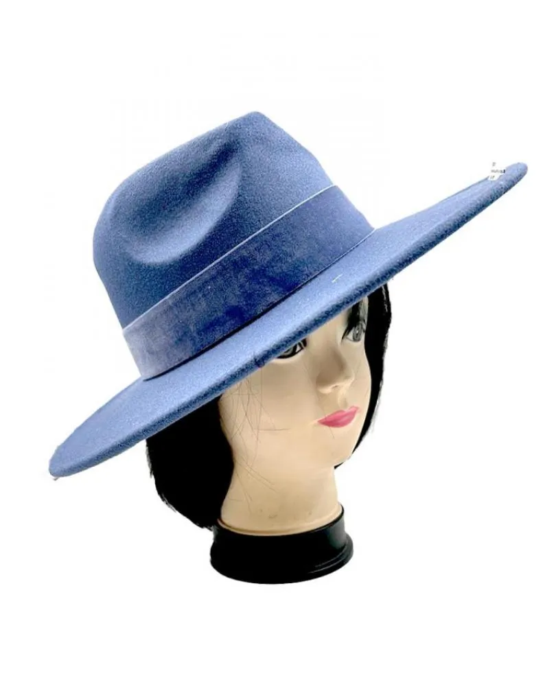 SOMBREROS MUJER AZULES DISEÑO FEDORA DE ALA ANCHA