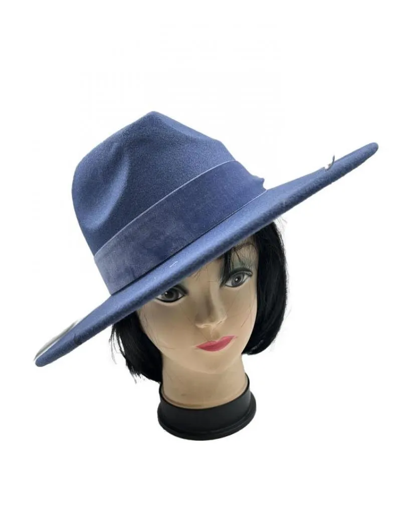 SOMBREROS MUJER AZULES DISEÑO FEDORA DE ALA ANCHA