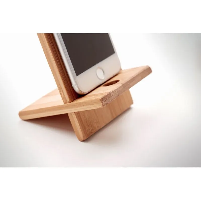 Soporte para telefono de bambú