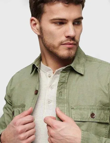 SuperdryMilitary Camisa verde de manga larga para hombre