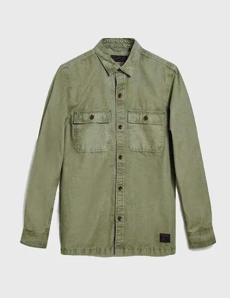 SuperdryMilitary Camisa verde de manga larga para hombre
