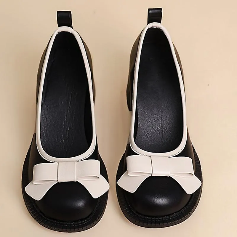 Sweet Bow High Heels Mujer Otoño Moda Elegante Mary Jane Zapatos Outdoor Walking Locasiners Party