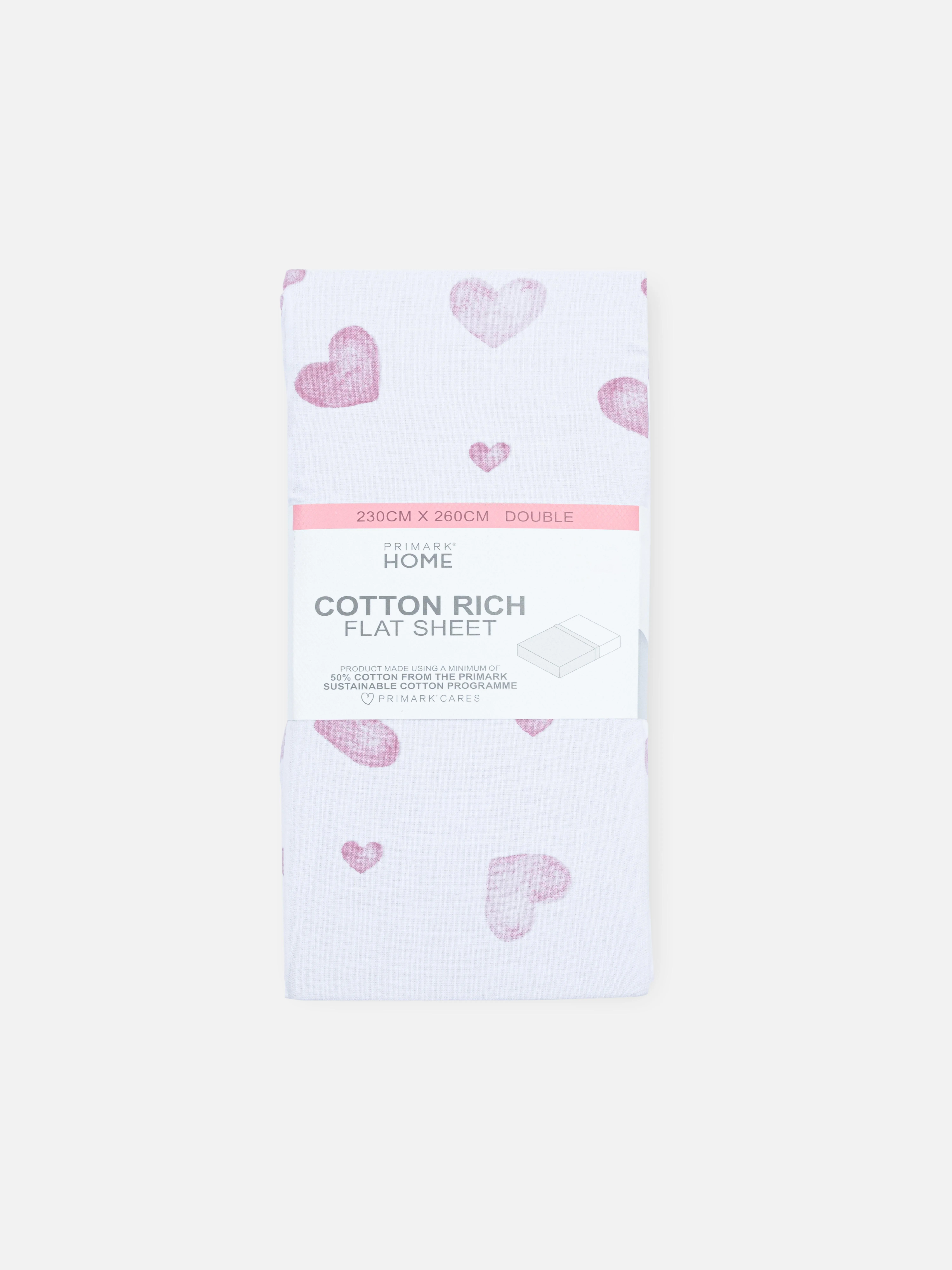 Sábana encimara para cama doble con corazones
