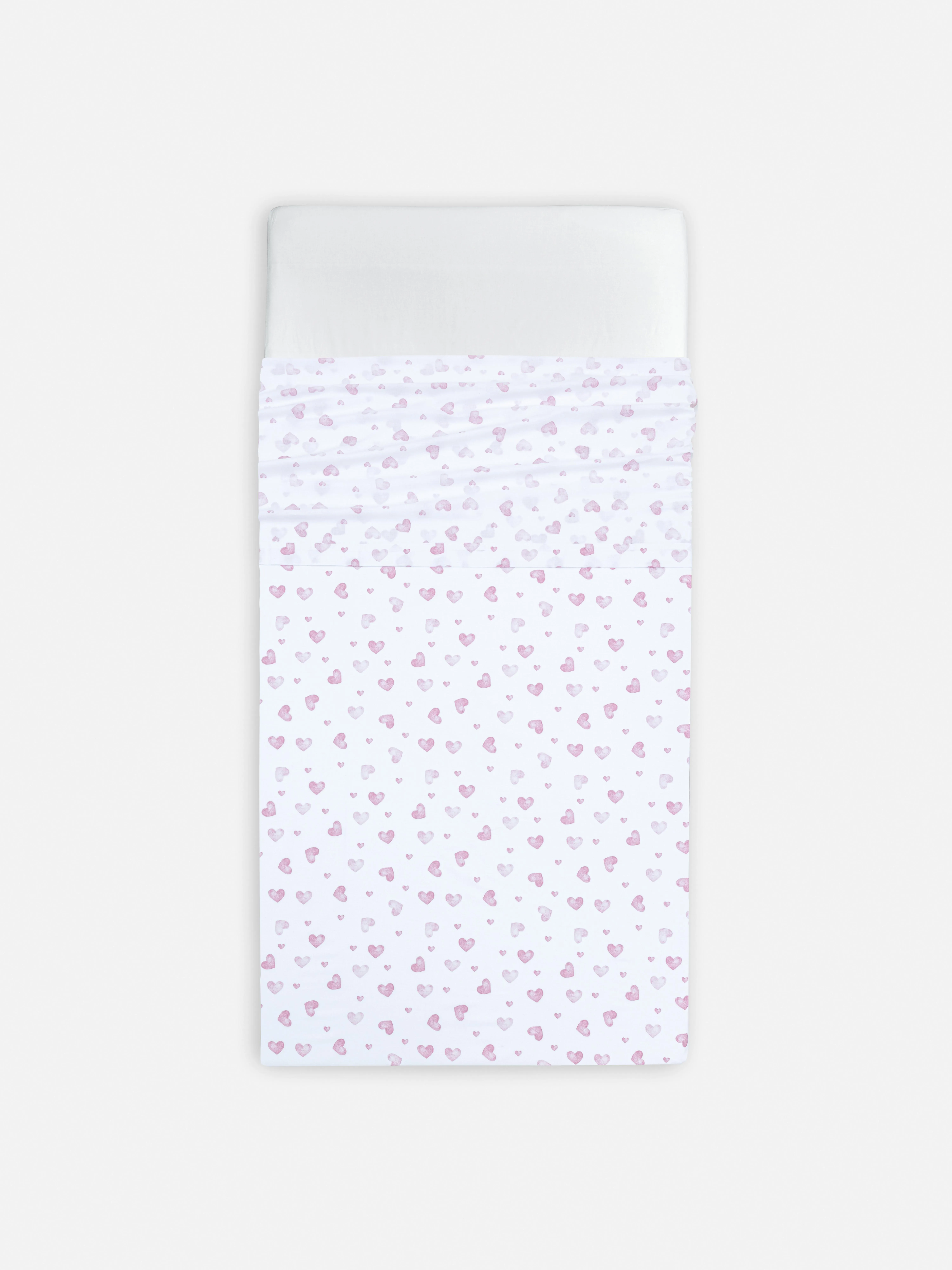 Sábana encimera con corazones para cama individual