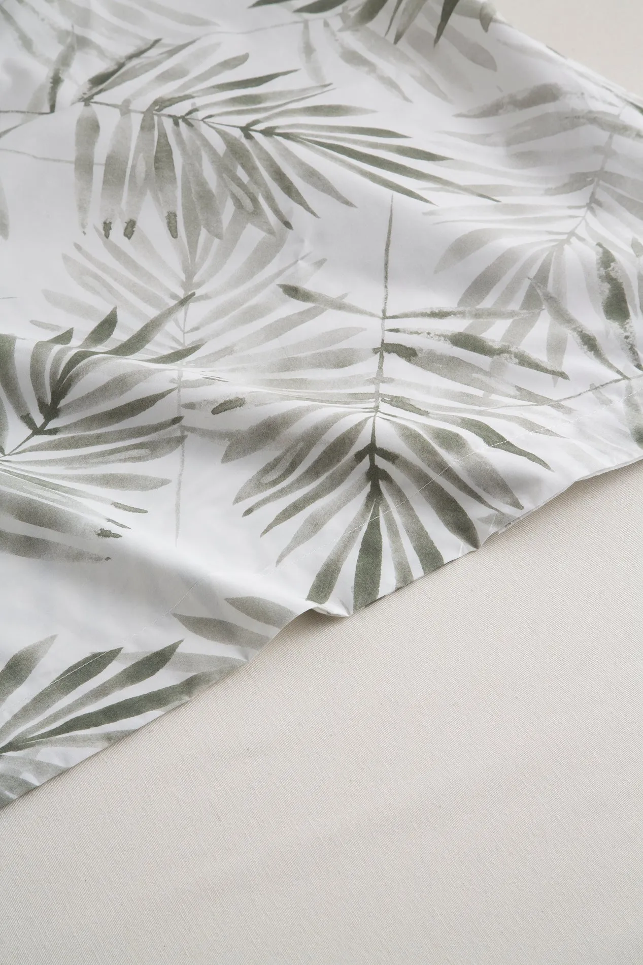 SáBANA ENCIMERA DE ALGODóN PERCAL 200H CAMA 105  HOJAS PALMERA