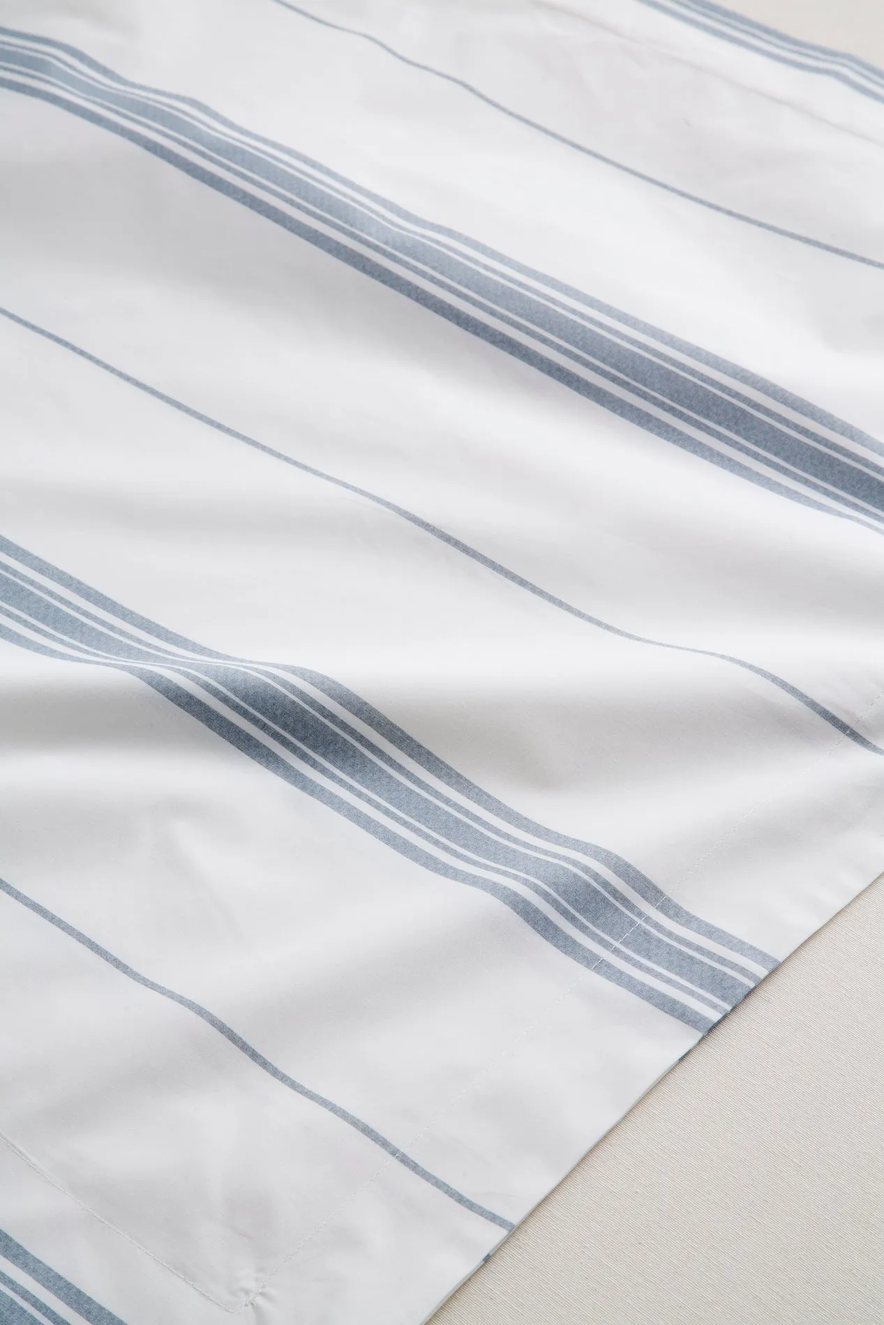 SáBANA ENCIMERA DE ALGODóN PERCAL 200H CAMA 150  RAYAS AZULES