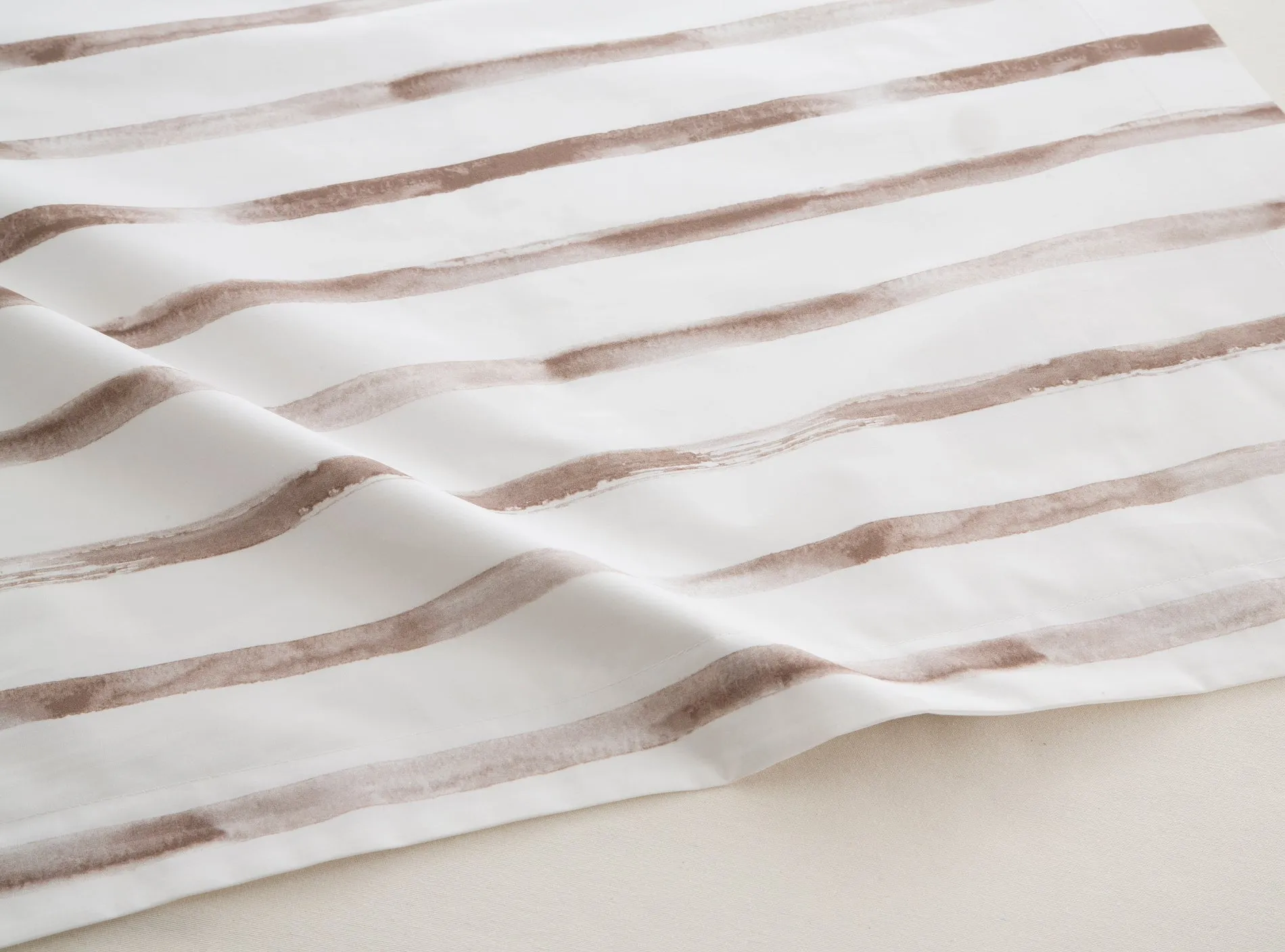 SáBANA ENCIMERA DE ALGODóN PERCAL 200H CAMA 180  RAYAS BEIGE