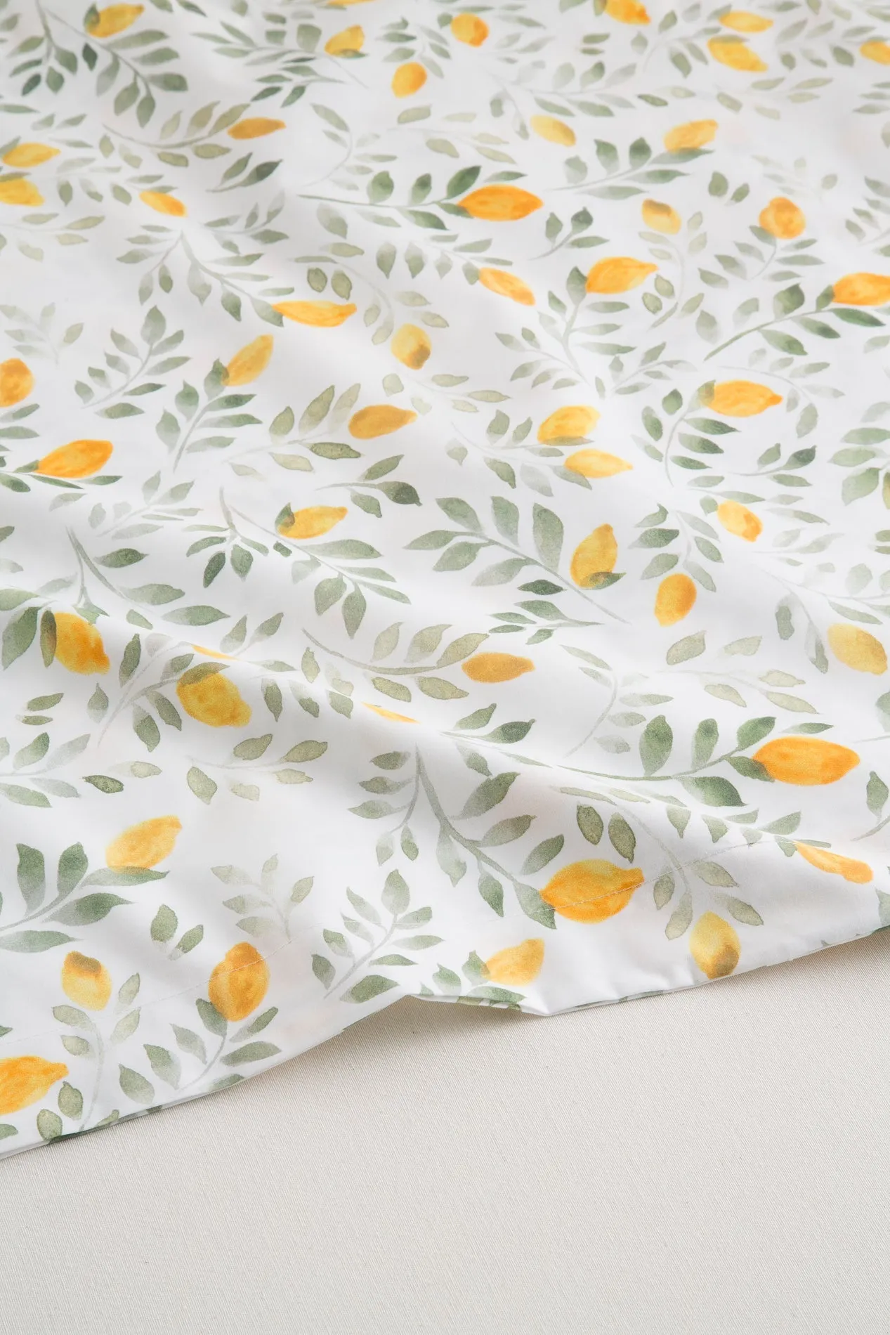 SáBANA ENCIMERA DE ALGODóN PERCAL 200H CAMA 200  LIMONES