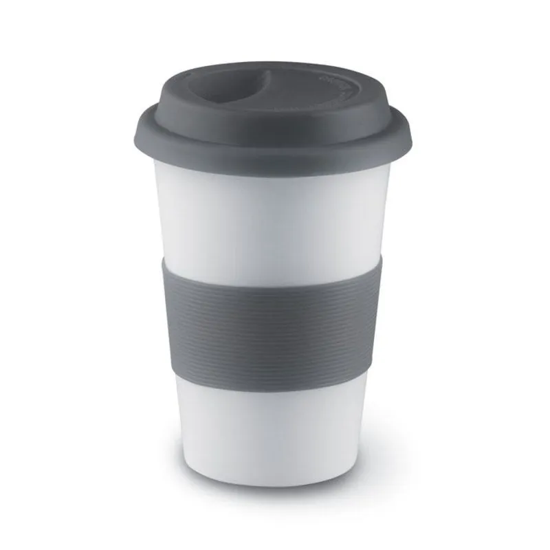 Taza de cerámica personalizada con tapa silicona 400 ml