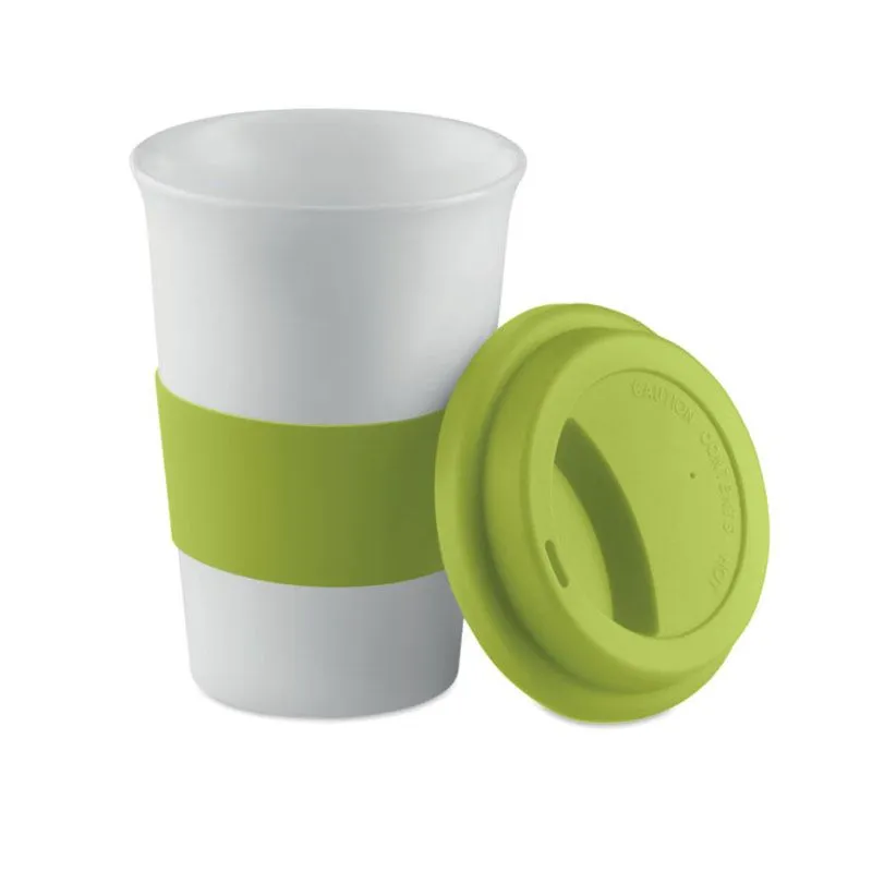 Taza de cerámica personalizada con tapa silicona 400 ml