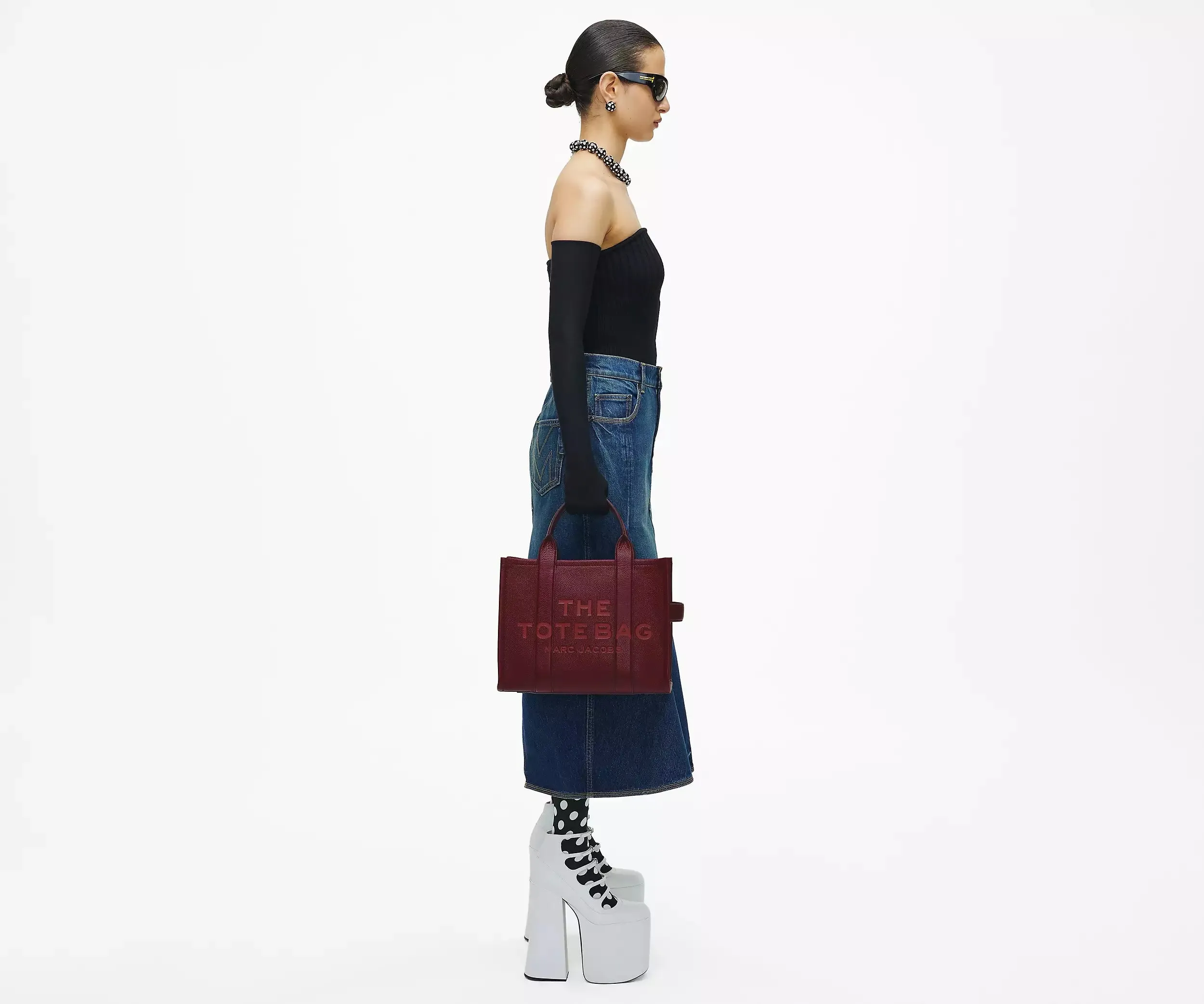 THE LEATHER TOTE BAG MEDIUM BURDEOS