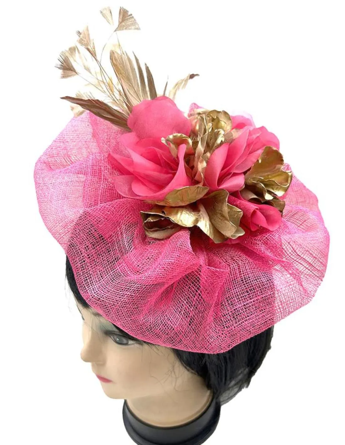 TOCADOS FUCSIAS Y DORADOS MUY BONITOS PARA BODAS Y EVENTOS