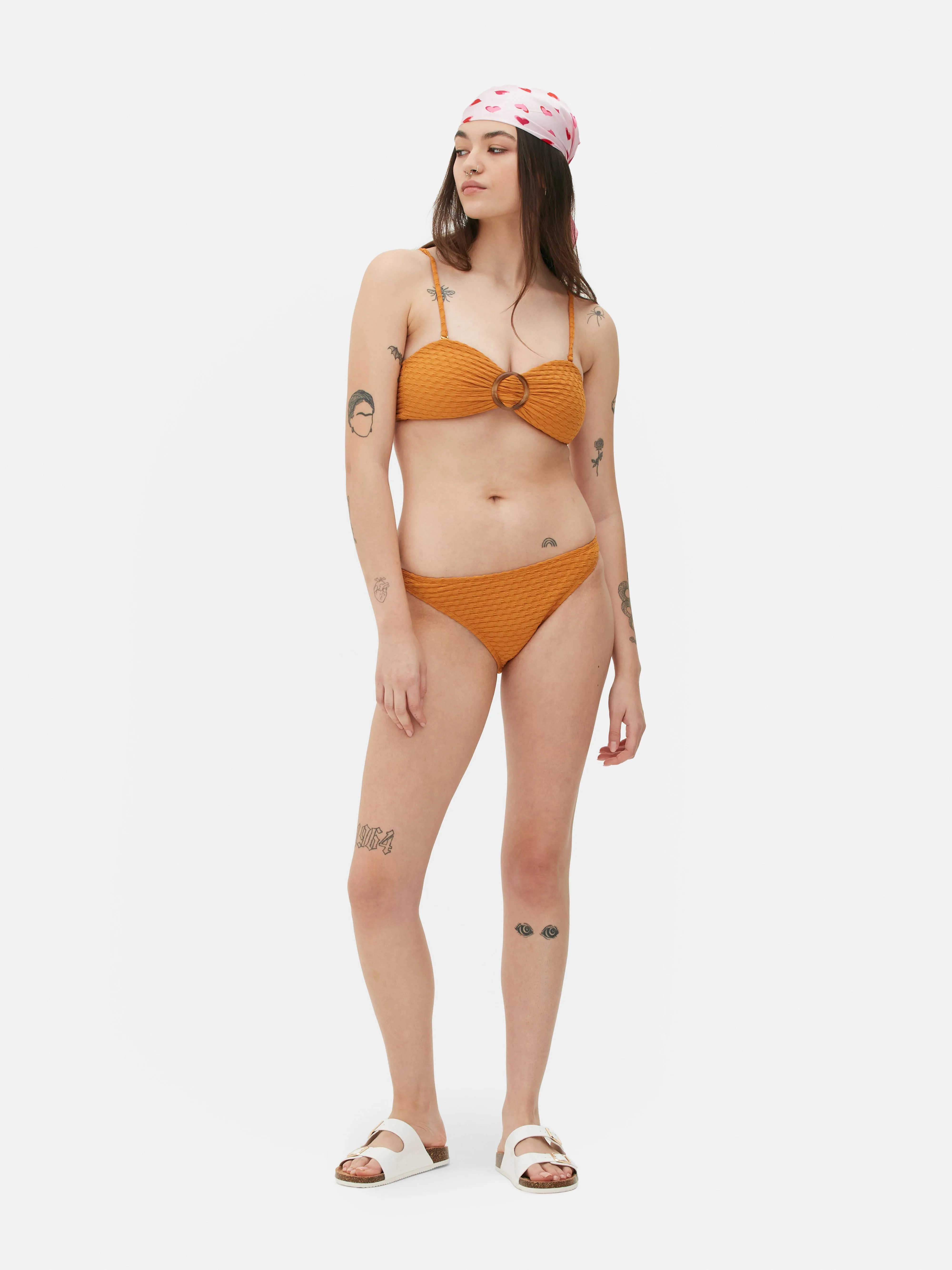 Top de bikini bandeau texturizado