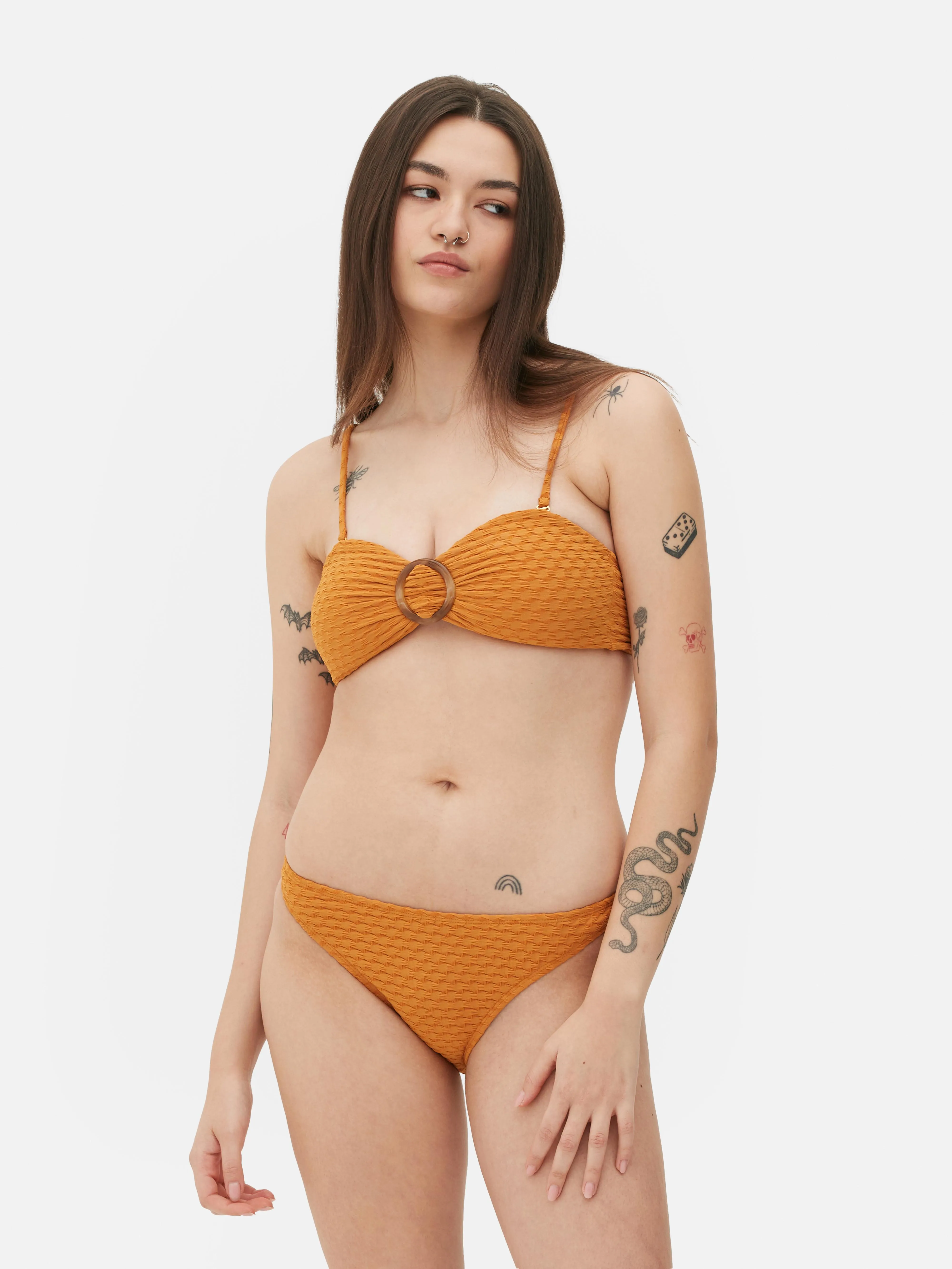 Top de bikini bandeau texturizado