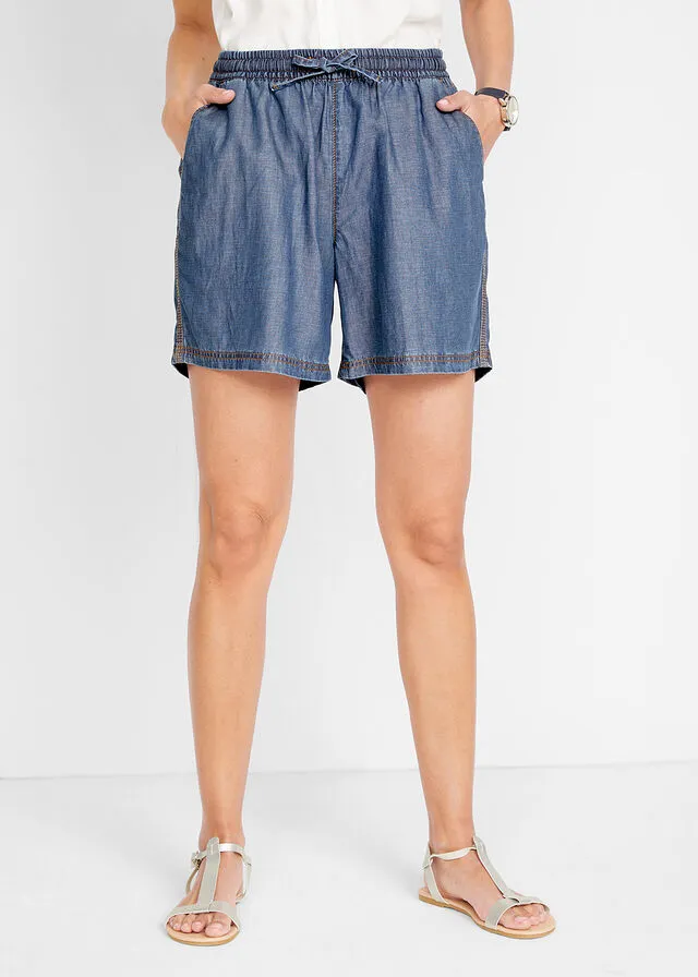 Vaqueros cortos casuales con Tencel ™ Lyocell de corte extra ancho Azul vaquero