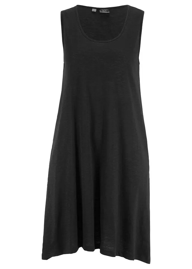 Vestido de algodón de estilo túnica Negro