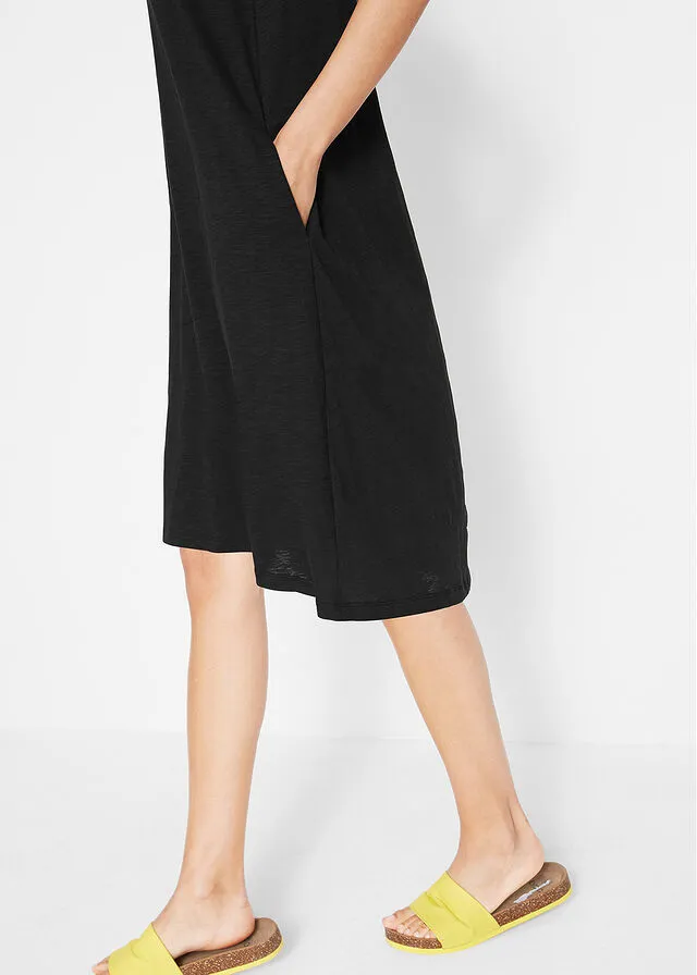 Vestido de algodón de estilo túnica Negro