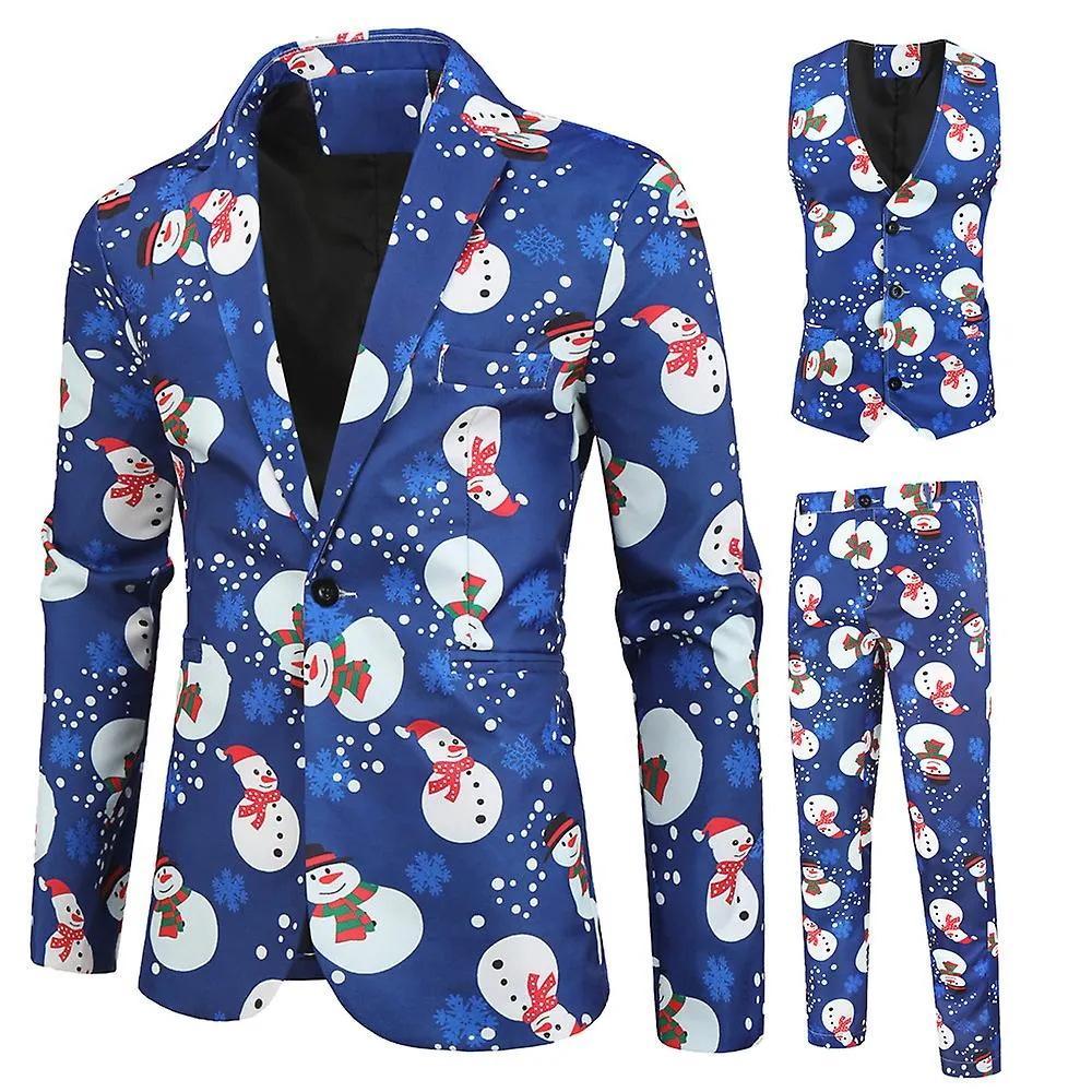 Vestido de Navidad Muñeco de nieve Otoño Invierno Casual 3d Print Traje Chaleco Pantalones Set 3 piezas