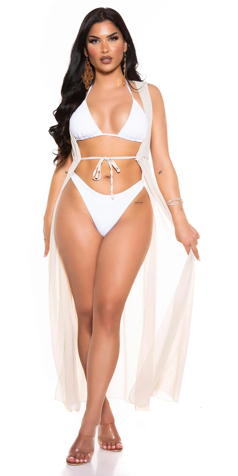 Vestido de playa sin mangas beige