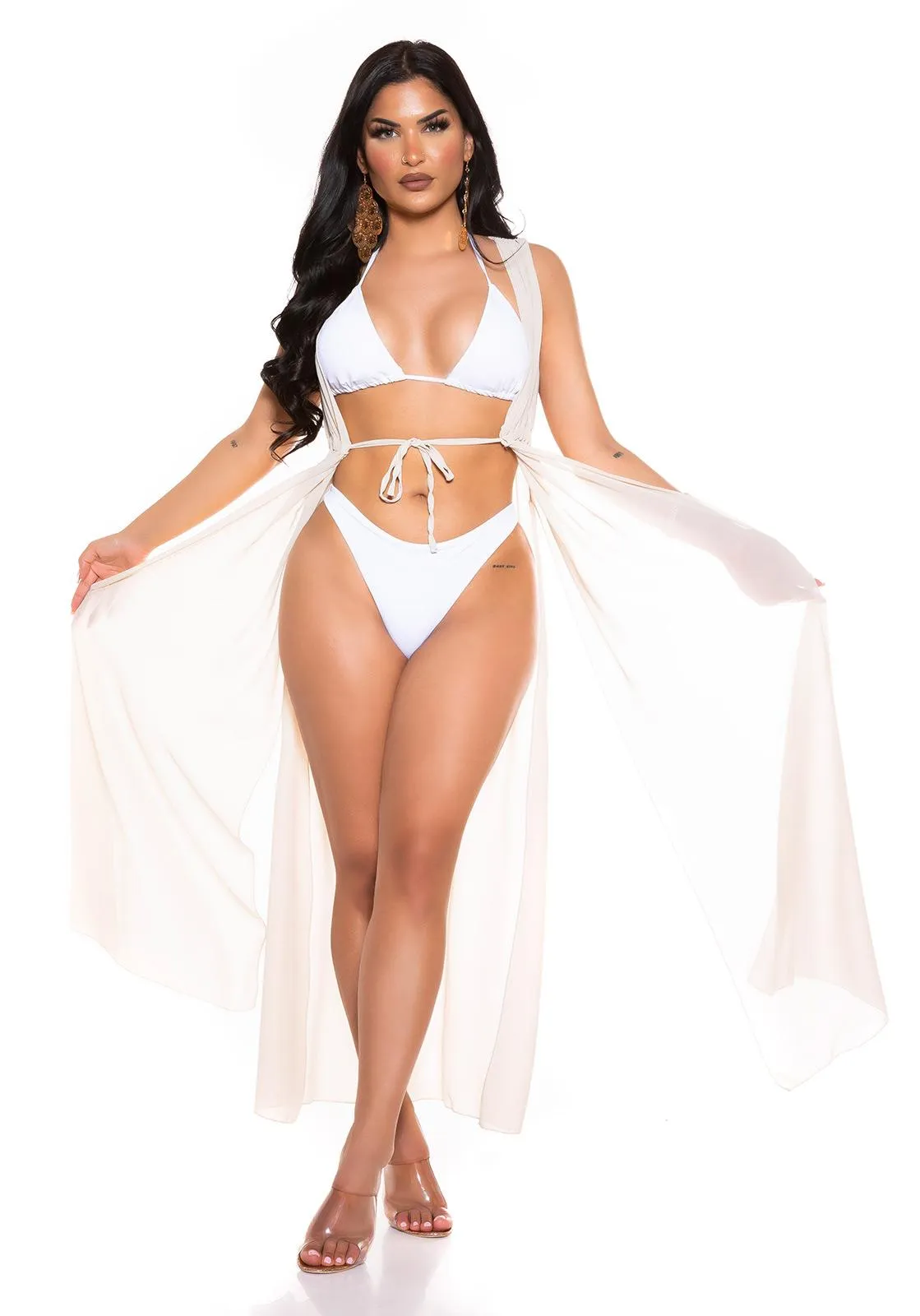 Vestido de playa sin mangas beige