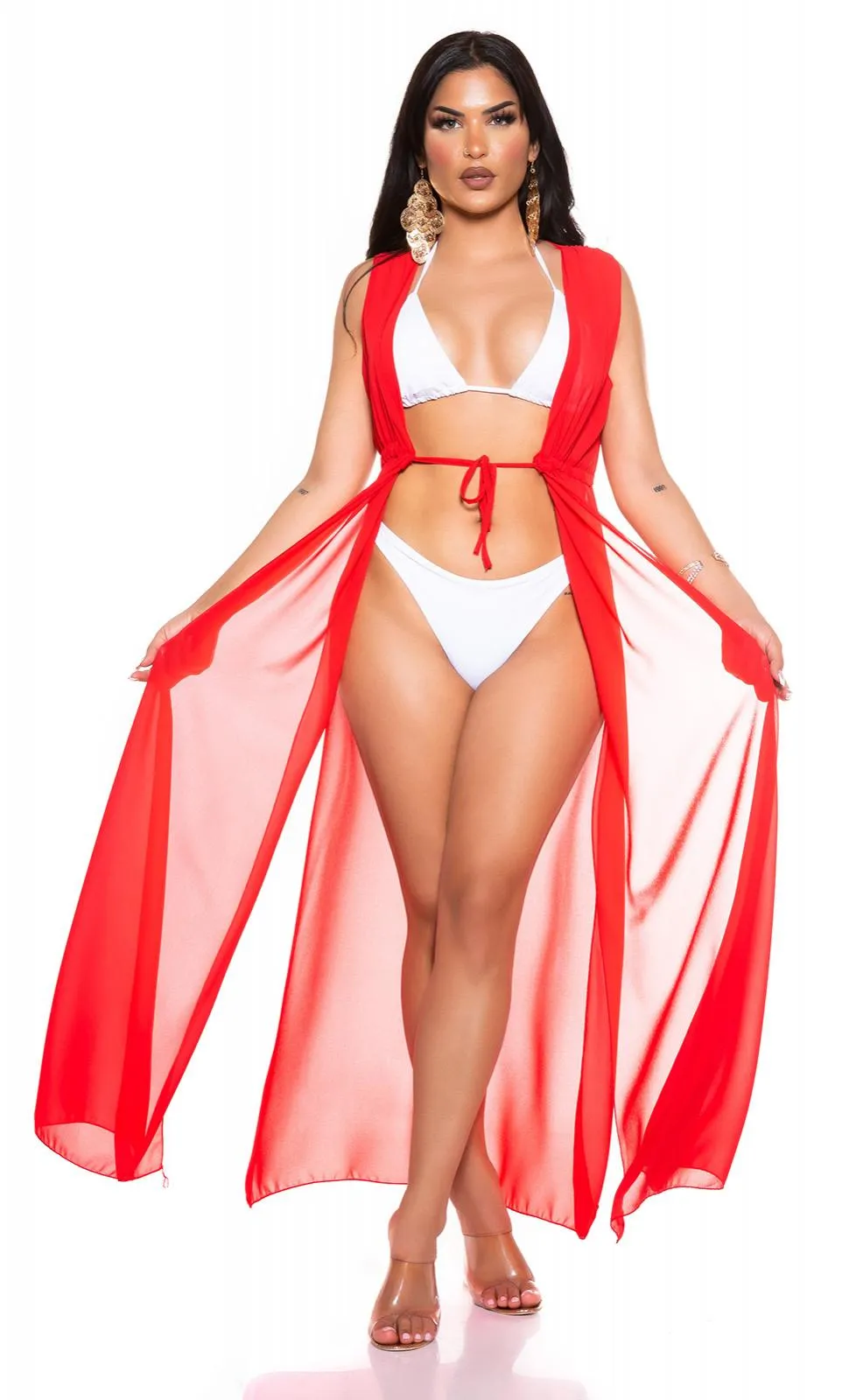 Vestido de playa sin mangas rojo