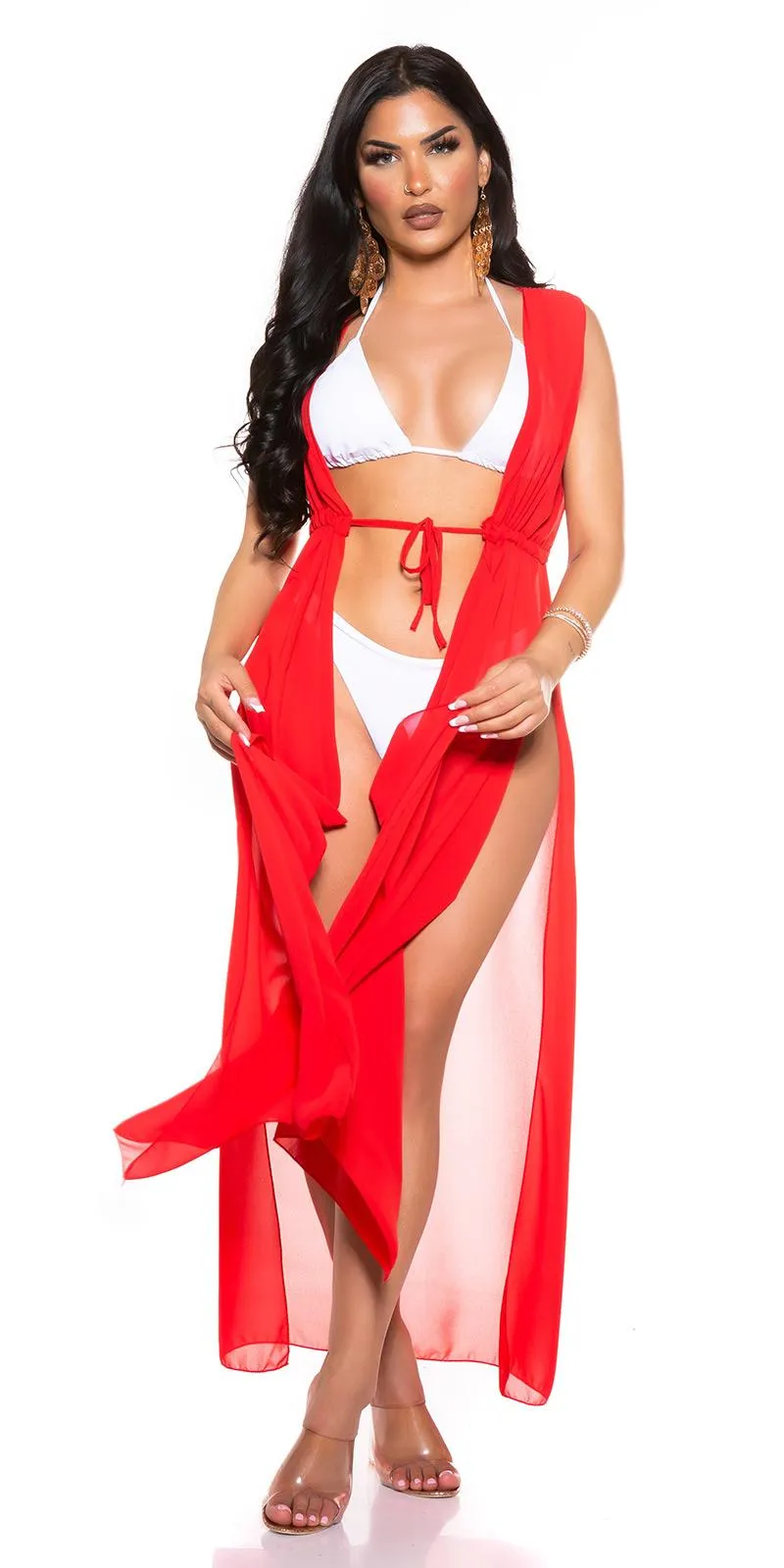 Vestido de playa sin mangas rojo