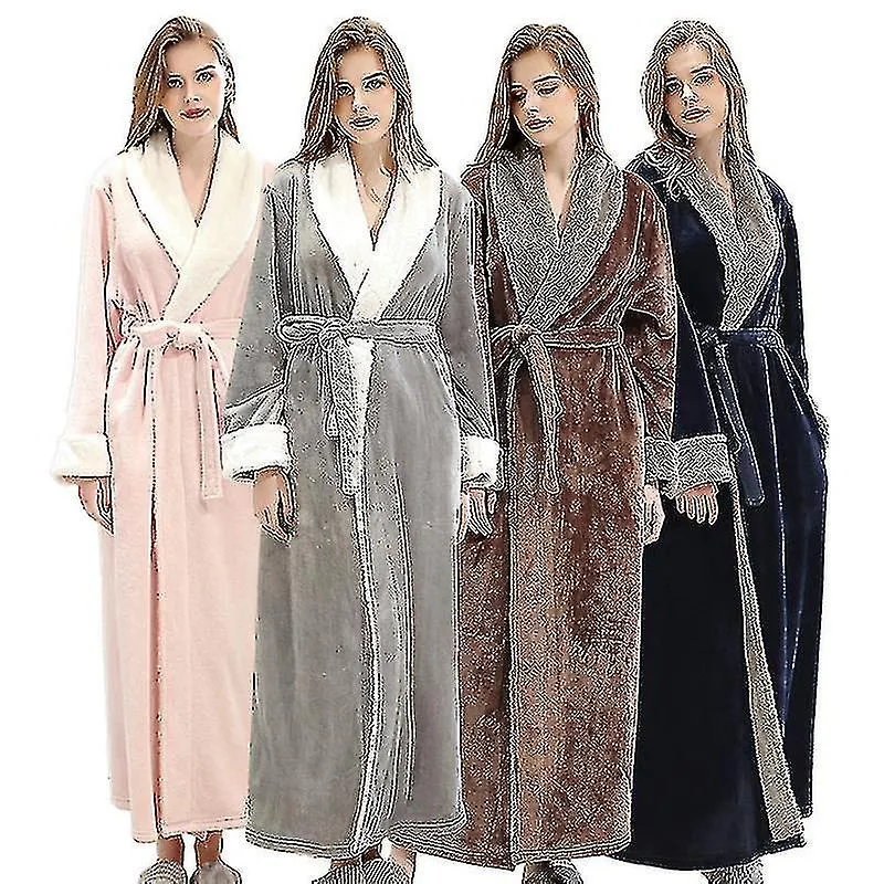 Vestido de vestir de mujer Bata de baño Ropa de baño De lana suave y suave Túnicas largas Camisón