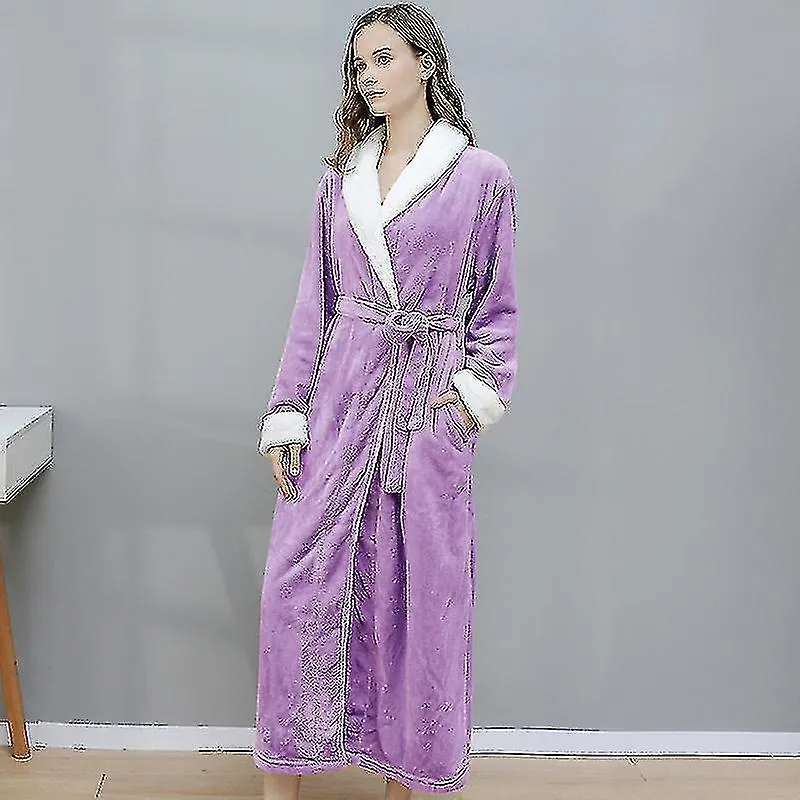Vestido de vestir de mujer Bata de baño Ropa de baño De lana suave y suave Túnicas largas Camisón
