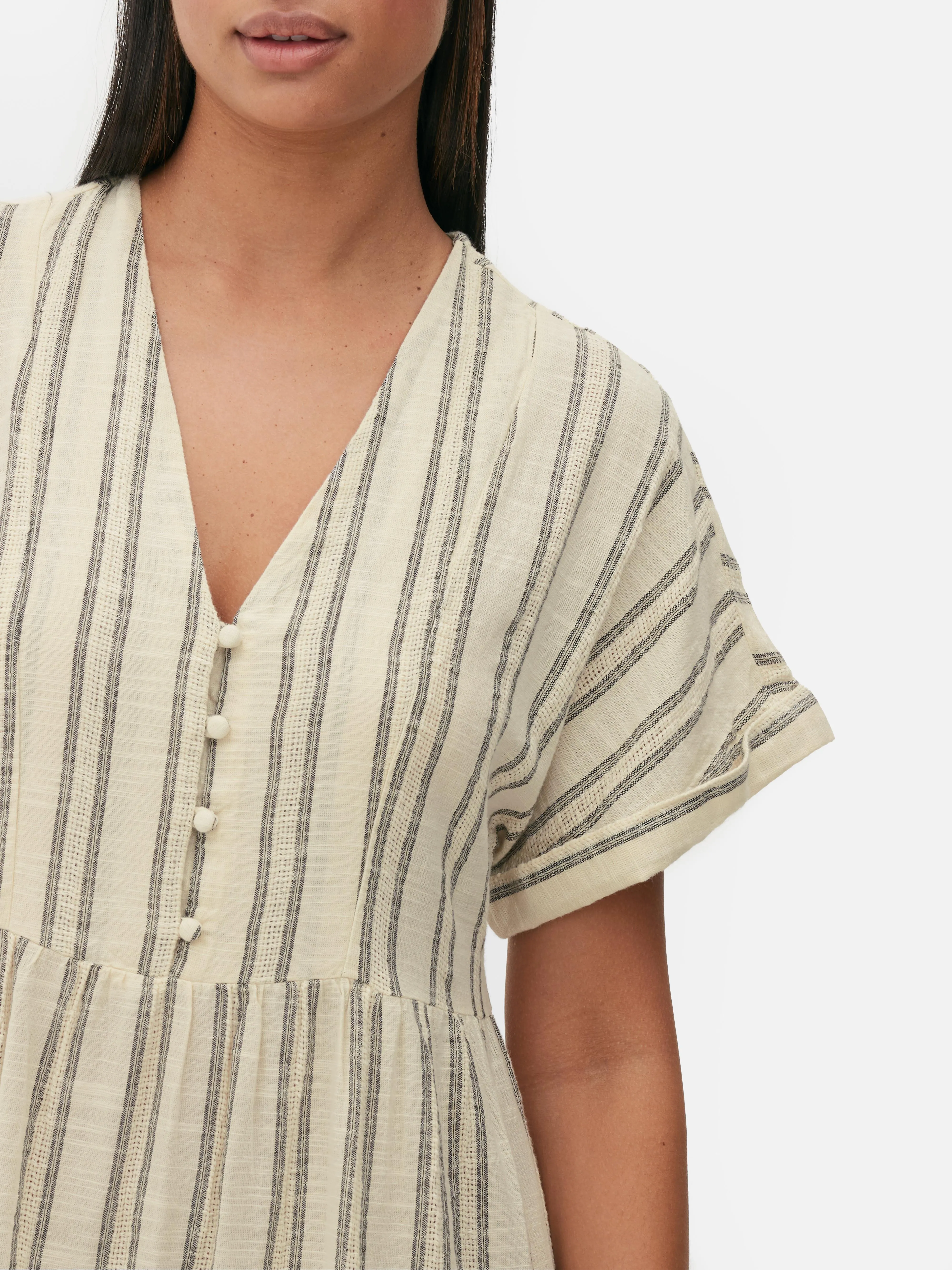 Vestido midi a rayas con vuelo