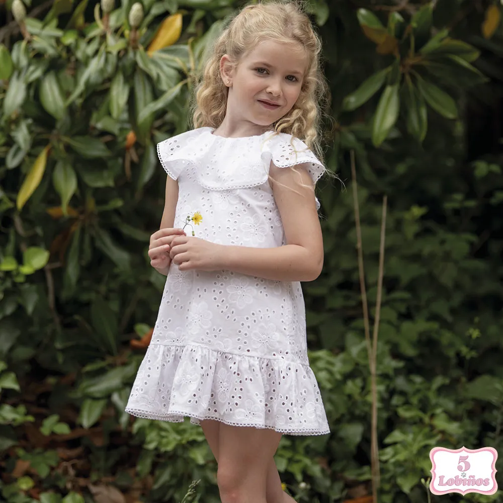 VESTIDO NIÑA BLANCO BORDADO Coco Acqua