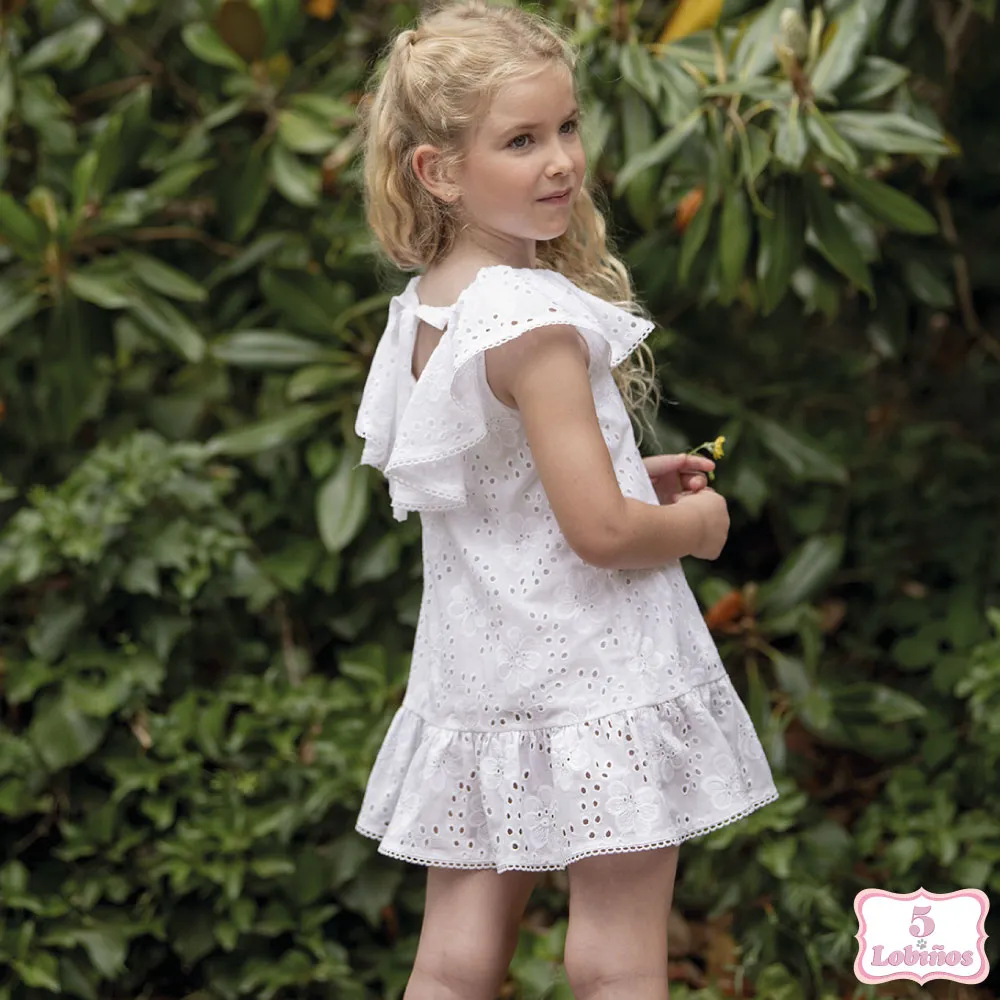 VESTIDO NIÑA BLANCO BORDADO Coco Acqua