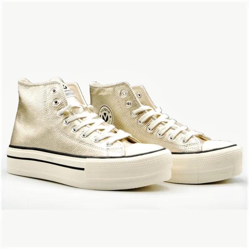 VICTORIA 1 061109 Plata y Dorado. Bota basquet plataforma mujer