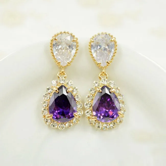 Water Drop Zircon Rhinestone Ear Studs