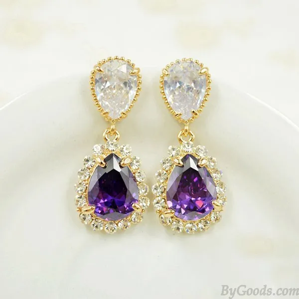 Water Drop Zircon Rhinestone Ear Studs
