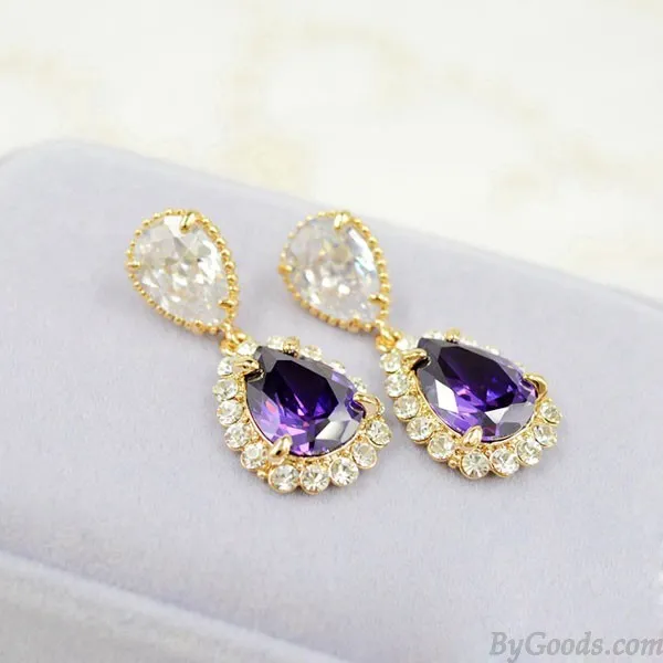 Water Drop Zircon Rhinestone Ear Studs