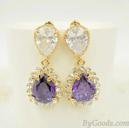 Water Drop Zircon Rhinestone Ear Studs