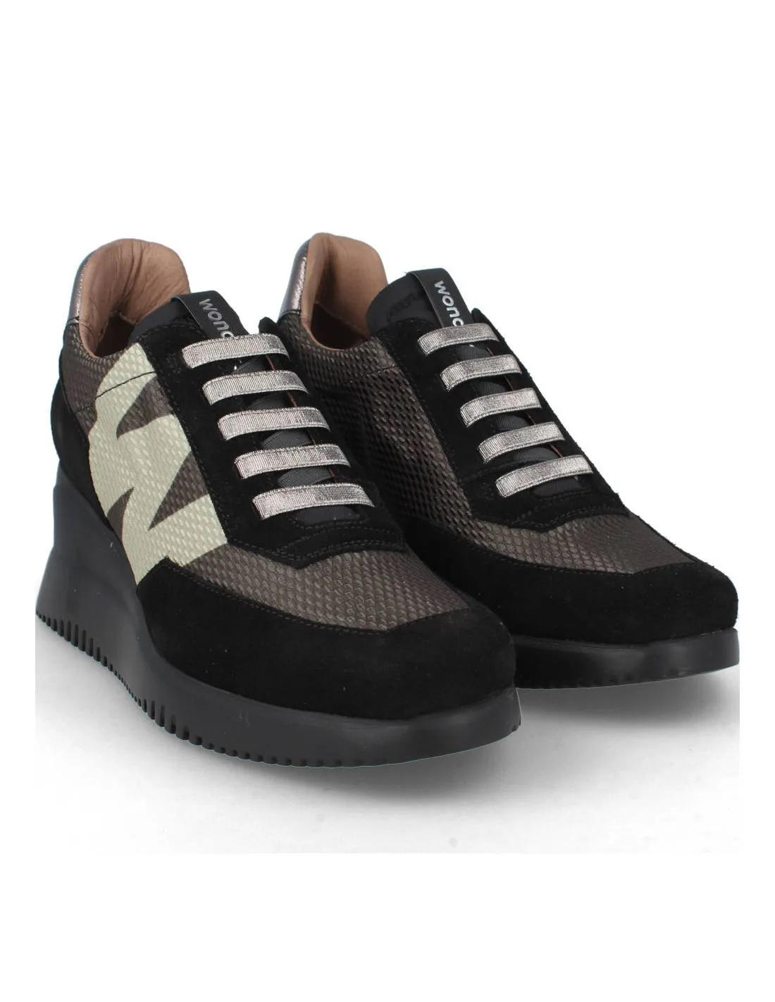 WONDERS  SNEAKERS CUñA COMBINADA NEGRO
