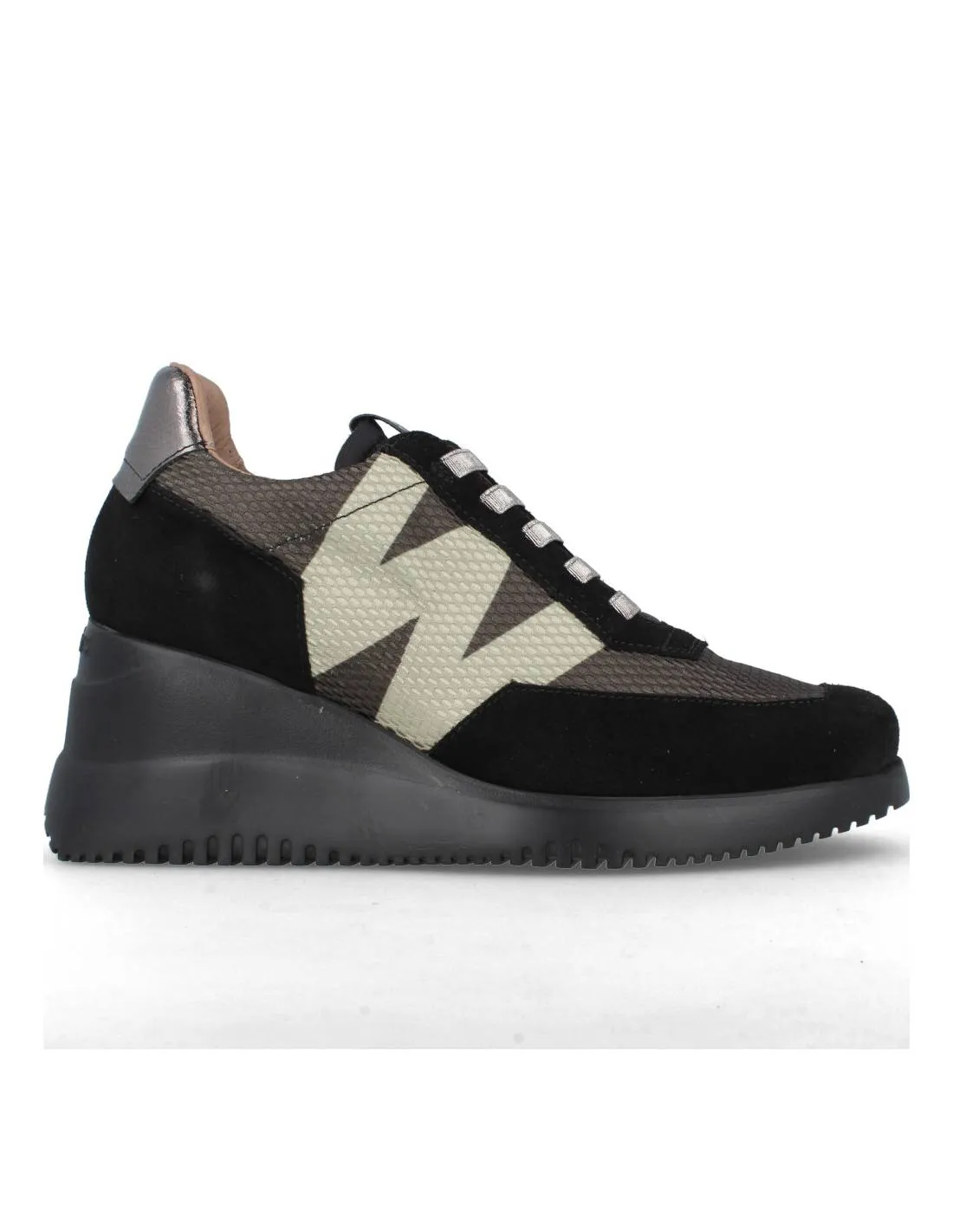 WONDERS  SNEAKERS CUñA COMBINADA NEGRO