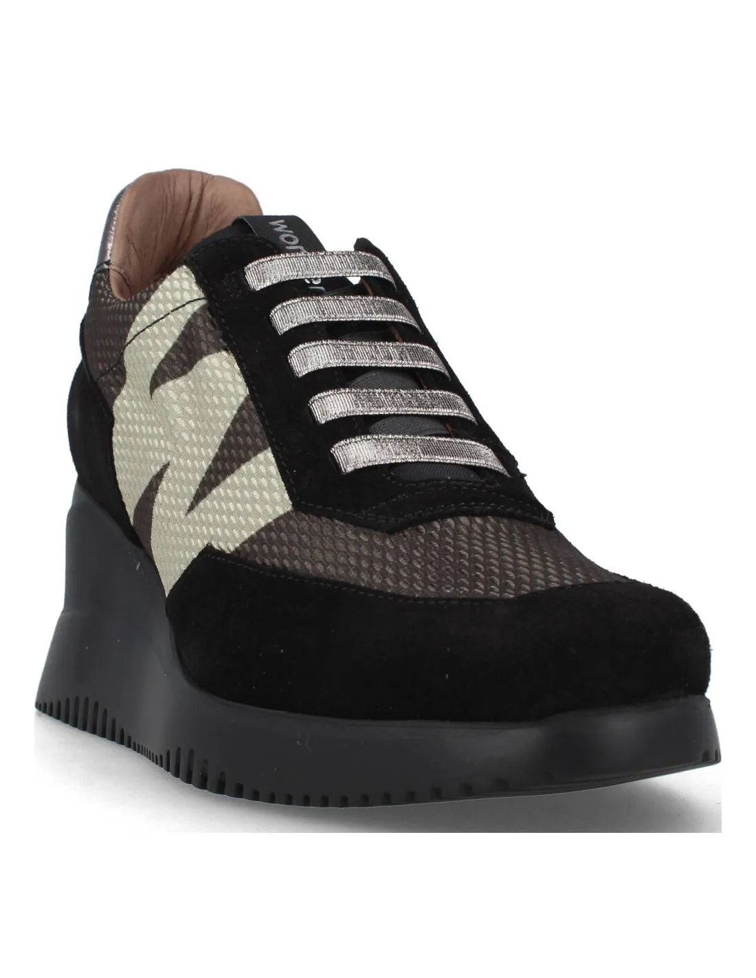 WONDERS  SNEAKERS CUñA COMBINADA NEGRO