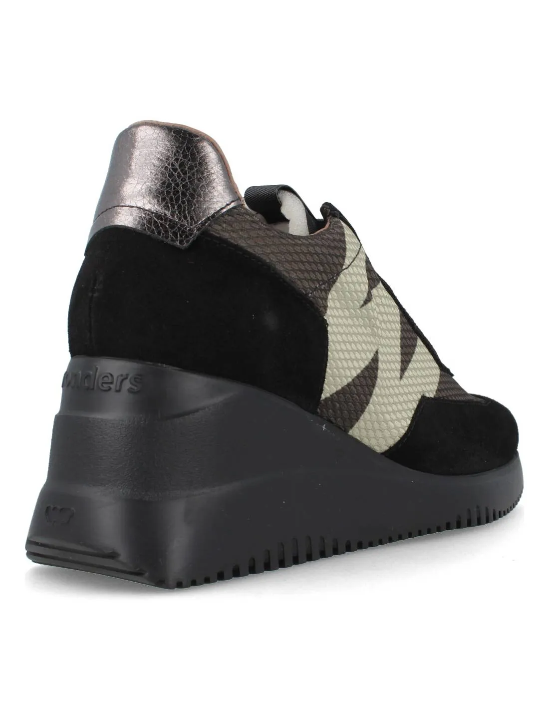 WONDERS  SNEAKERS CUñA COMBINADA NEGRO