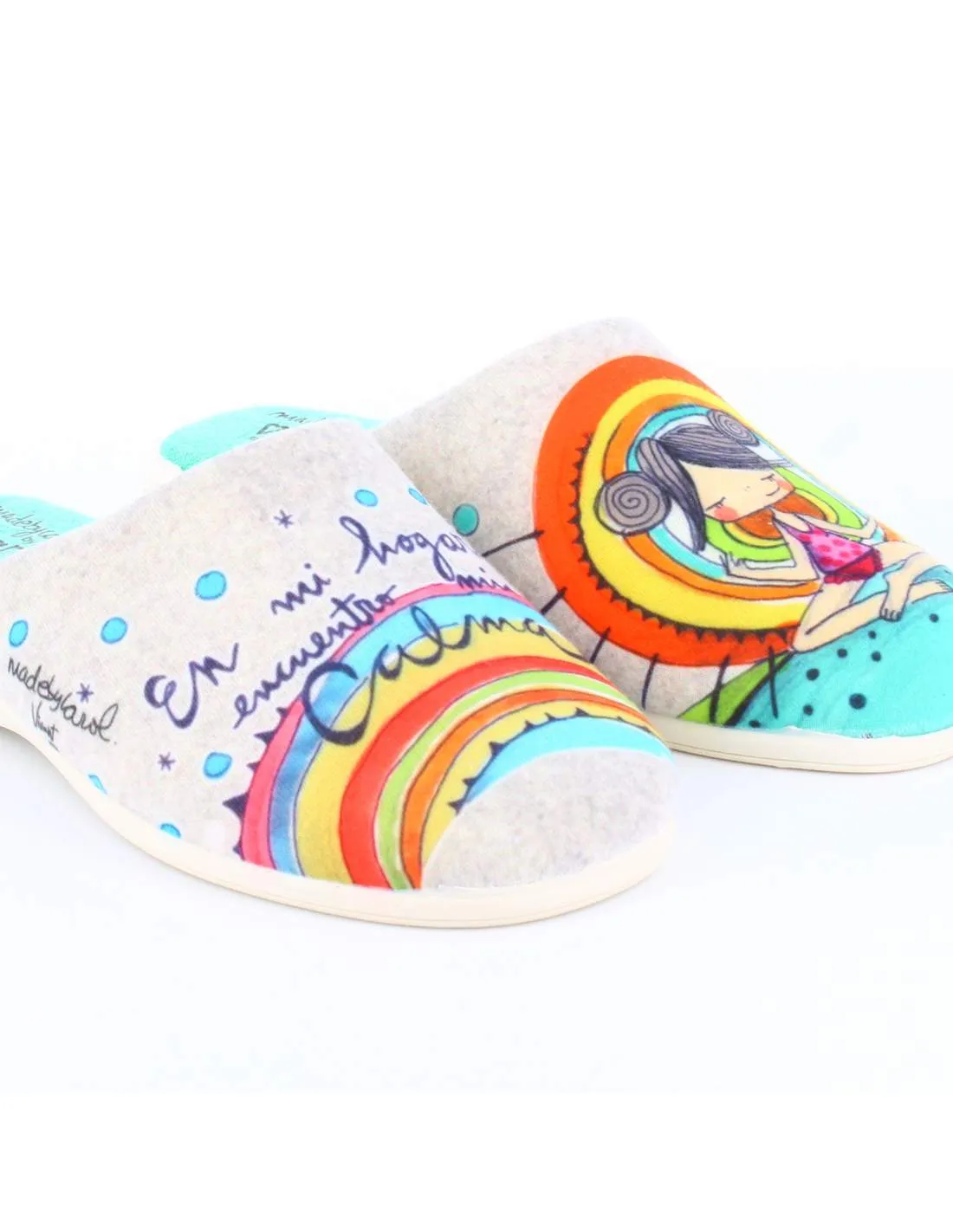 Zapatillas de Casa "En mi hogar encuentro mi calma" Bahía Gris