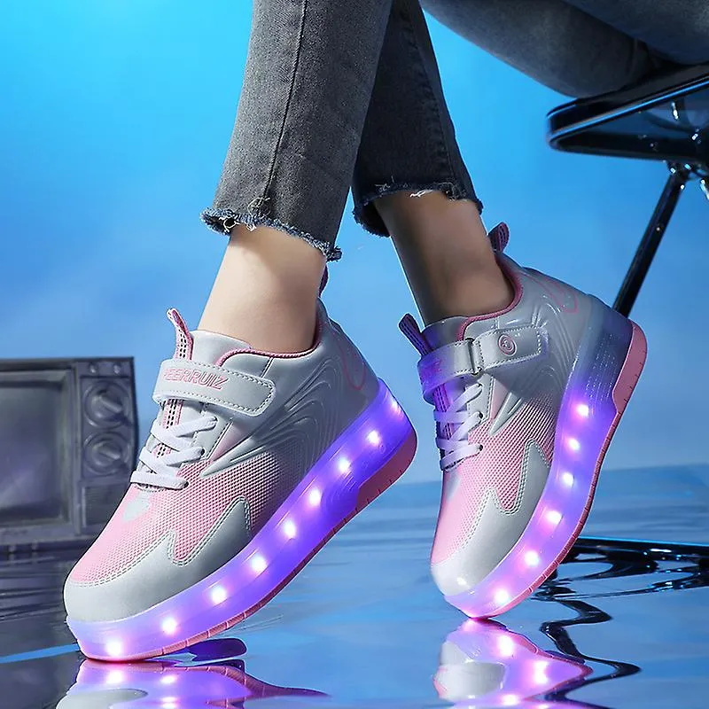 Zapatillas deportivas para niños zapatos de doble rueda Led Light Shoes 812