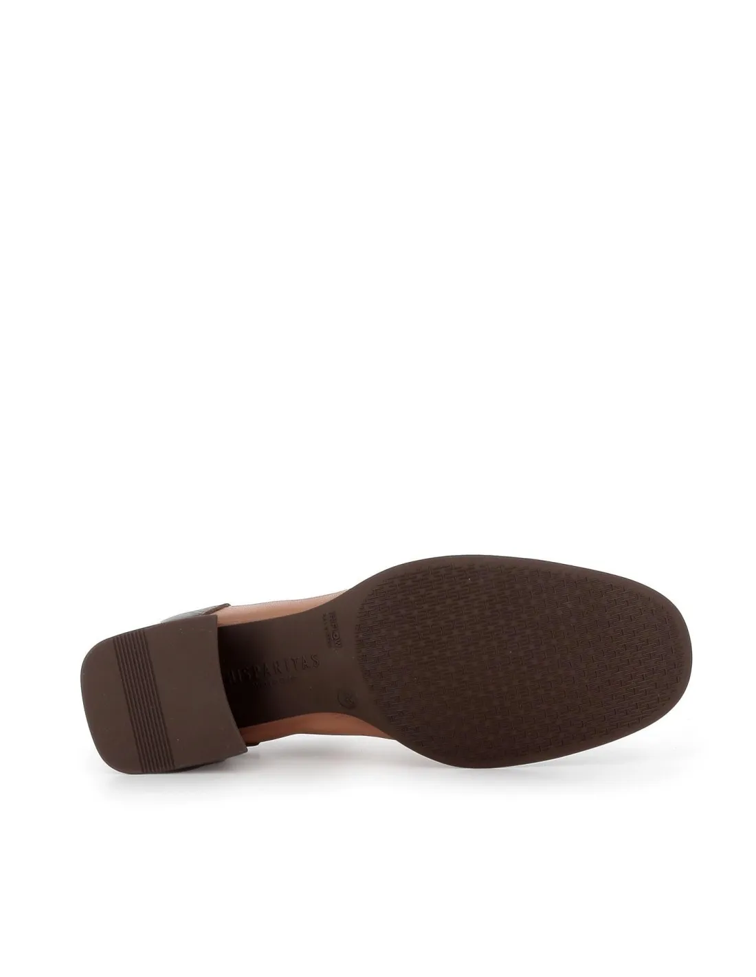 Zapato cordones tacón bajo piel beige mujer Hispanitas