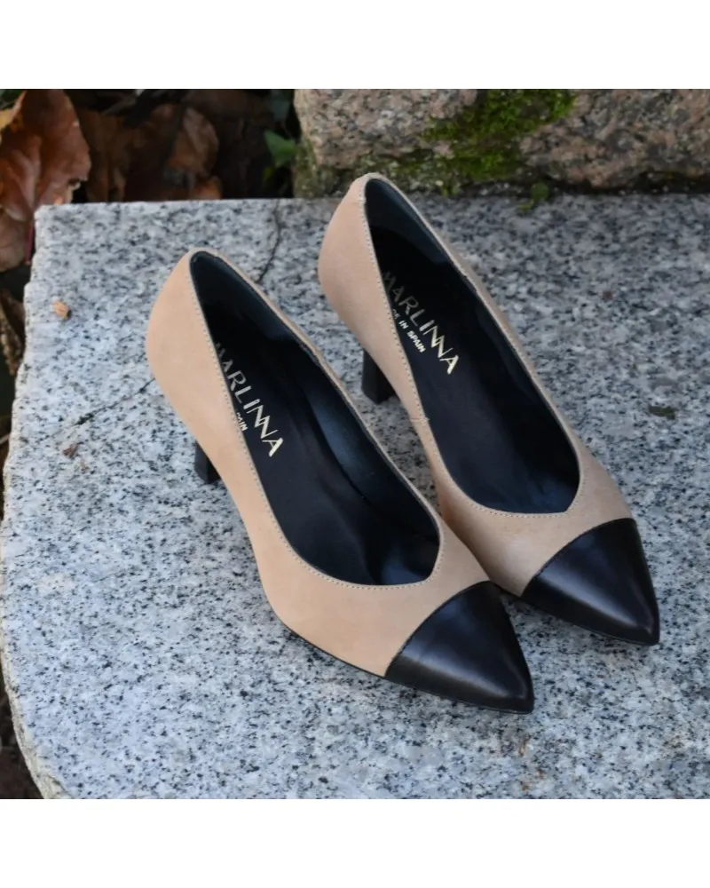 Zapato salón LINCE  tacón alto 35502 beige