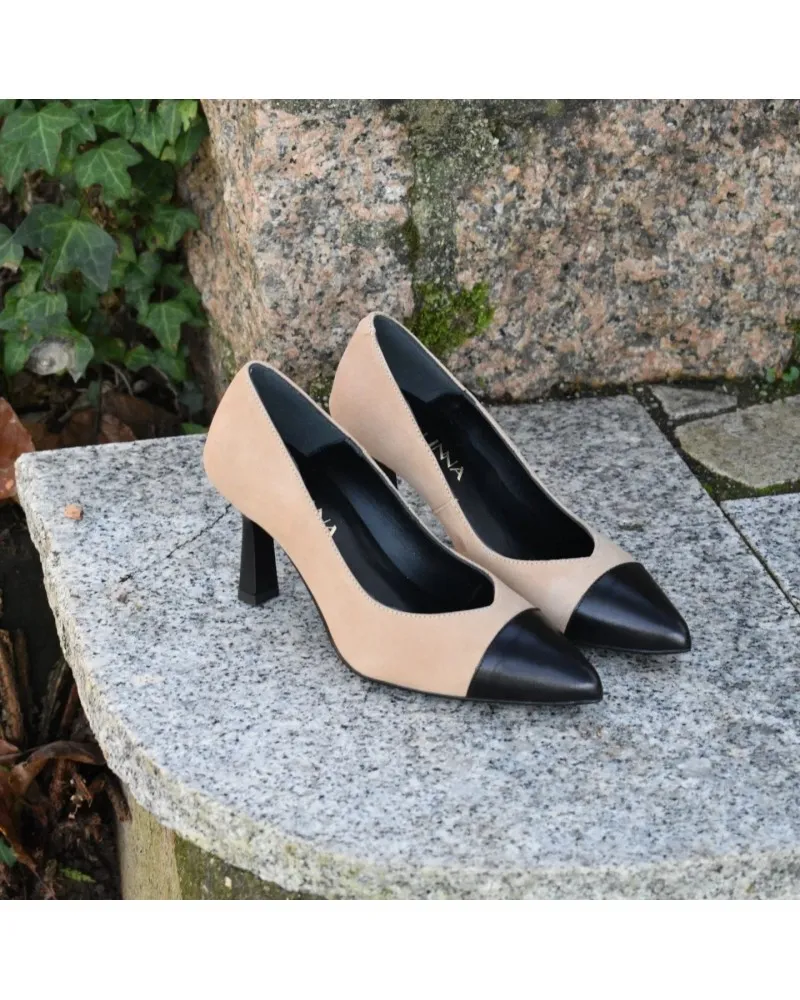 Zapato salón LINCE  tacón alto 35502 beige
