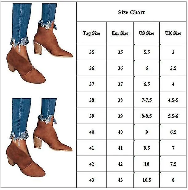 Zapatos de otoño invierno para mujer botines recortados gruesos bloque talón deslizante en botines
