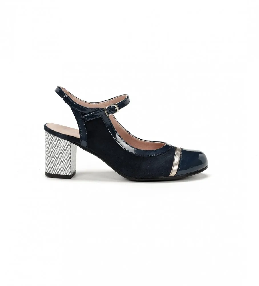 ZAPATOS DE PIEL RODIN MARINO ALTURA TACóN 7CM