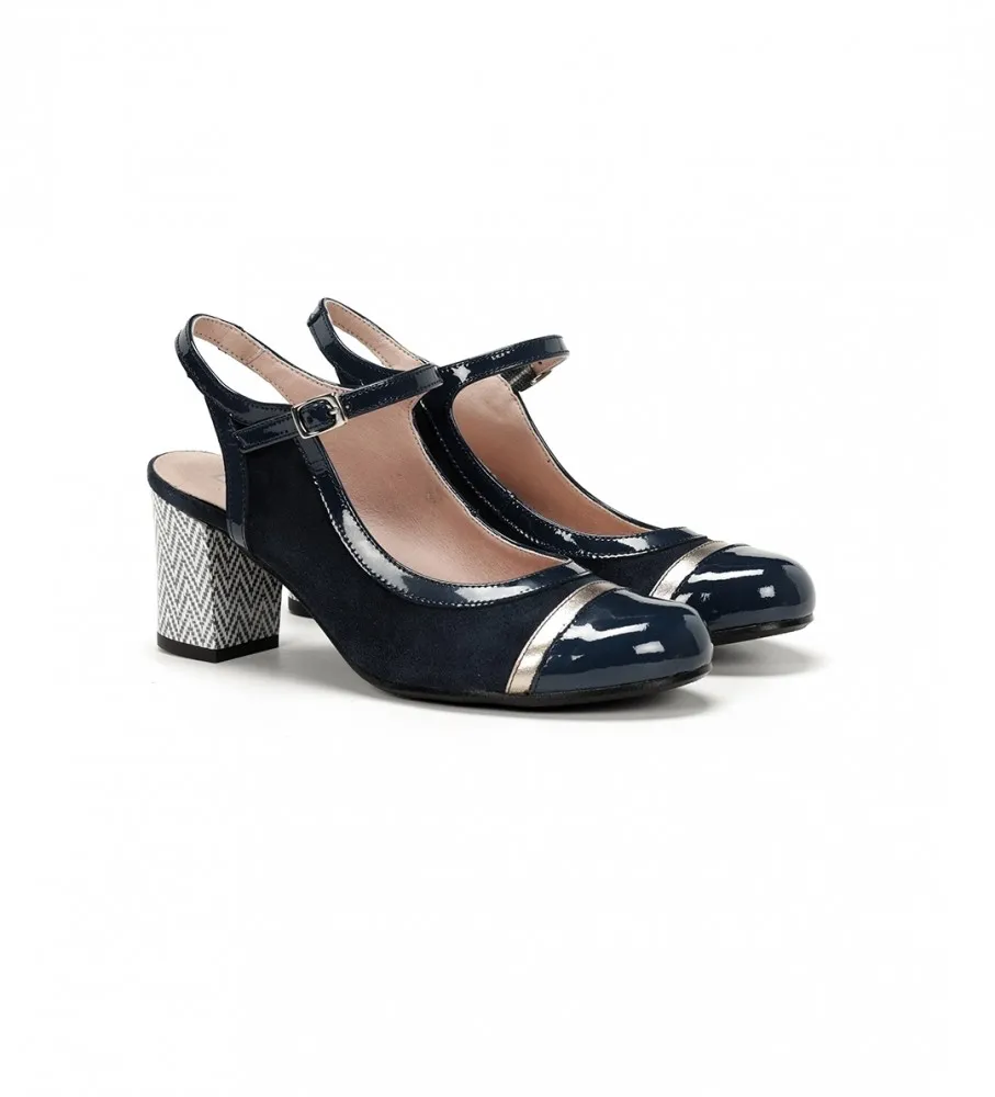 ZAPATOS DE PIEL RODIN MARINO ALTURA TACóN 7CM