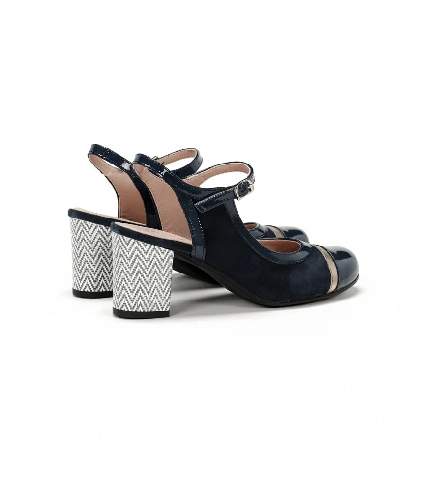 ZAPATOS DE PIEL RODIN MARINO ALTURA TACóN 7CM